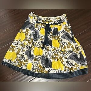 Biographie Floral Yellow and Gray Boho Women's Skirt Small